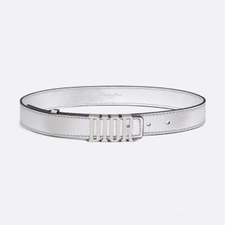 Dior Women D-Fence Belt Silver-Tone Laminated Crinkled Calfskin 30 MM