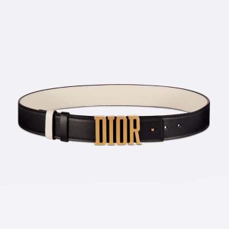 Dior Women D-Fence Reversible Belt Cognac-Color and Black Smooth Calfskin 30 MM