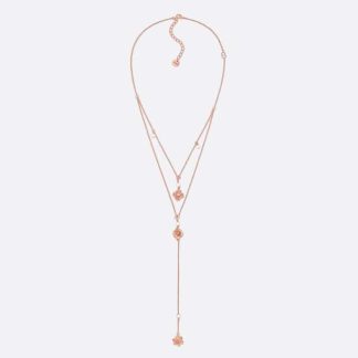 Dior Women D-Millefiori Necklace Matte Pink-Finish Metal and White Resin Pearls