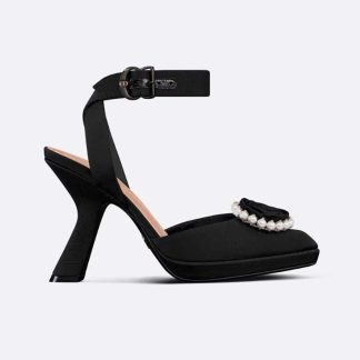 Dior Women Dior Rose Pump Black Grosgrain and White Resin Pearls