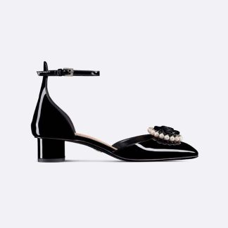 Dior Women Dior Rose Pump Black Patent Calfskin and White Resin Pearls
