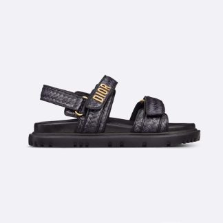 Dior Women Dioract Sandal Black Braided Raffia