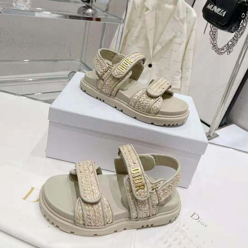 Dior Women Dioract Sandal Jute-Colored Braided Raffia - 图片 5