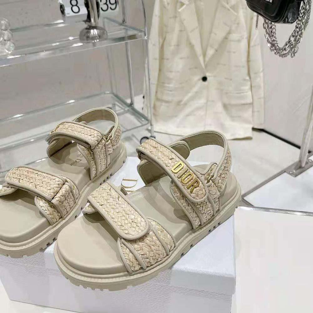 Dior Women Dioract Sandal Jute-Colored Braided Raffia - 图片 4