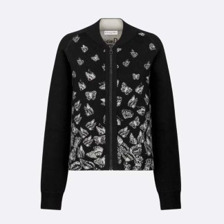 Dior Women Dioralps Reversible Bomber Jacket Black Technical Cashmere Knit