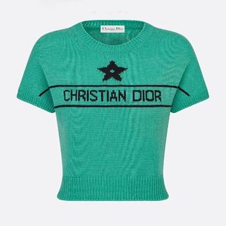 Dior Women Dioriviera Short-Sleeved Sweater Aquamarina Cashmere Knit