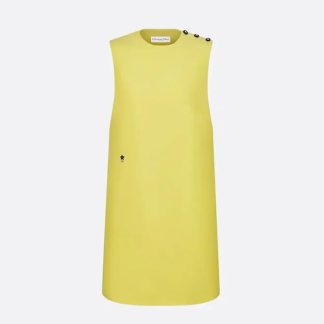 Dior Women Dioriviera Straight Dress Lemon Yellow Wool and Silk