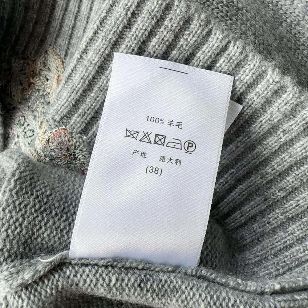 Dior Women Embroidered Sweater Gray Cashmere Knit with Multicolor Dior 4 Saisons Hiver Motif - Image 9