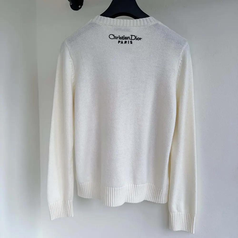 Dior Women Embroidered Sweater White Cashmere Knit with Multicolor Dior 4 Saisons Été Motif - Image 3