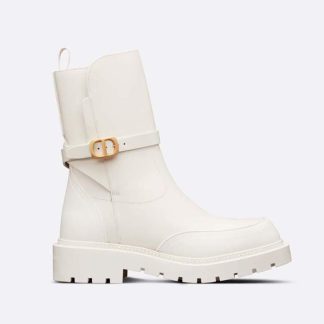 Dior Women Empreinte Ankle Boot White Calfskin and Rubber