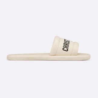 Dior Women Every-D Slide White Embossed Lambskin