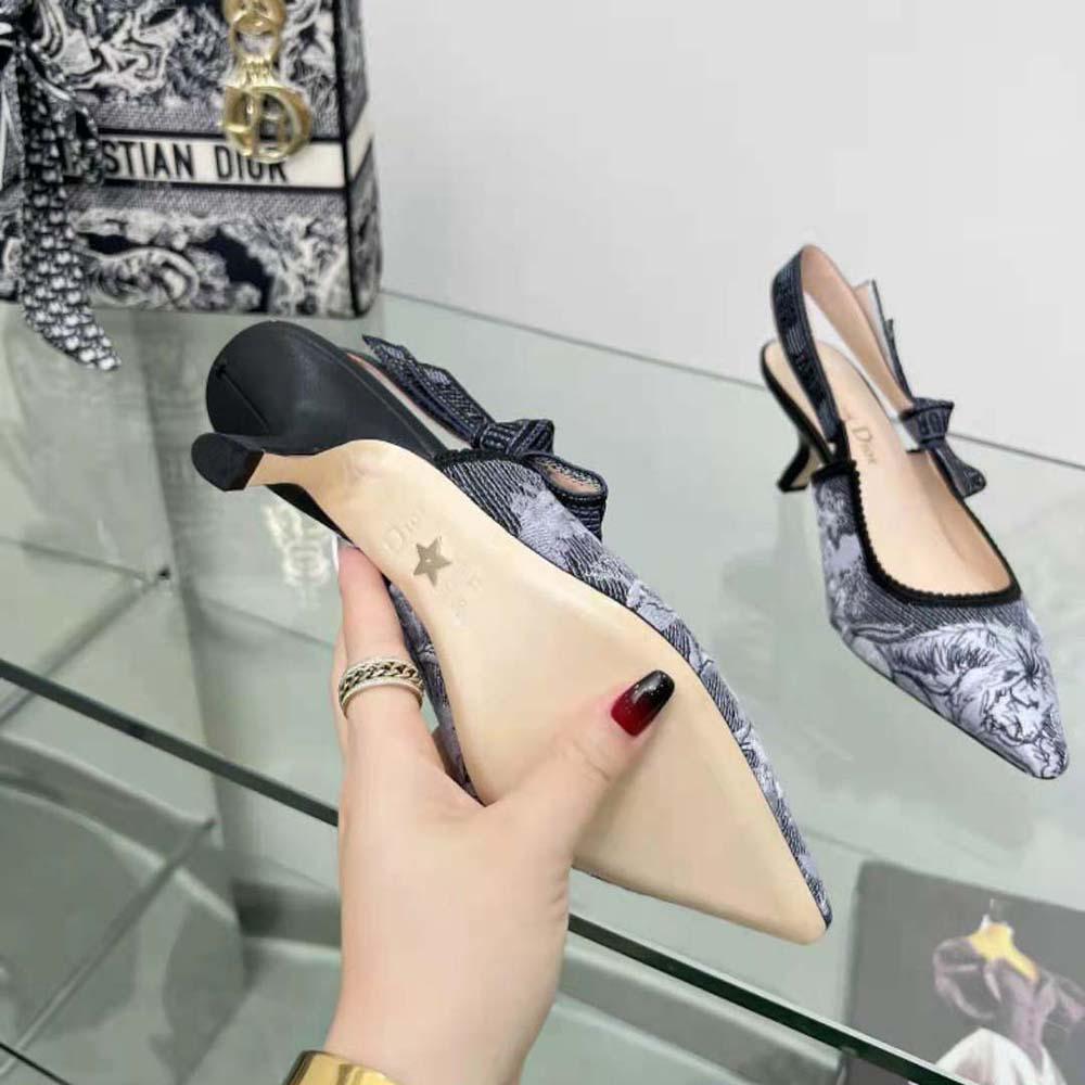 Dior Women J'Adior Slingback Pump Blue Multicolor Embroidered Denim - Image 10