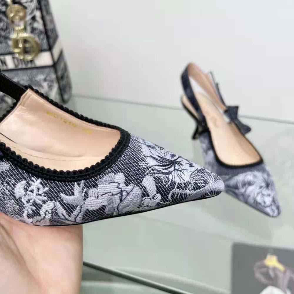 Dior Women J'Adior Slingback Pump Blue Multicolor Embroidered Denim - Image 8