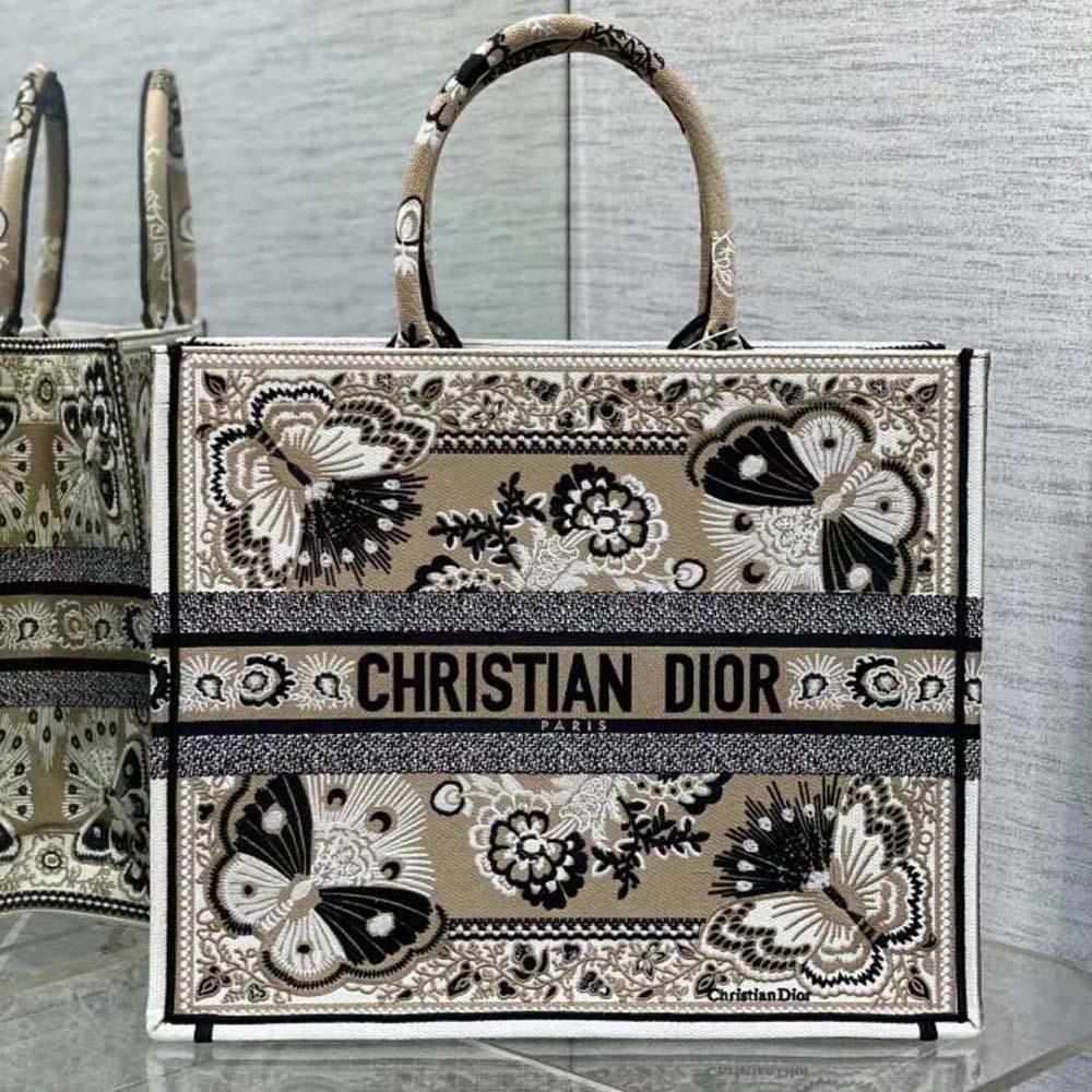Dior Women Large Dior Book Tote Beige Multicolor Butterfly Bandana Embroidery - Image 2