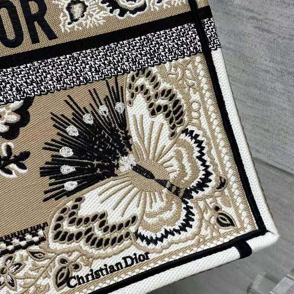 Dior Women Large Dior Book Tote Beige Multicolor Butterfly Bandana Embroidery - Image 8