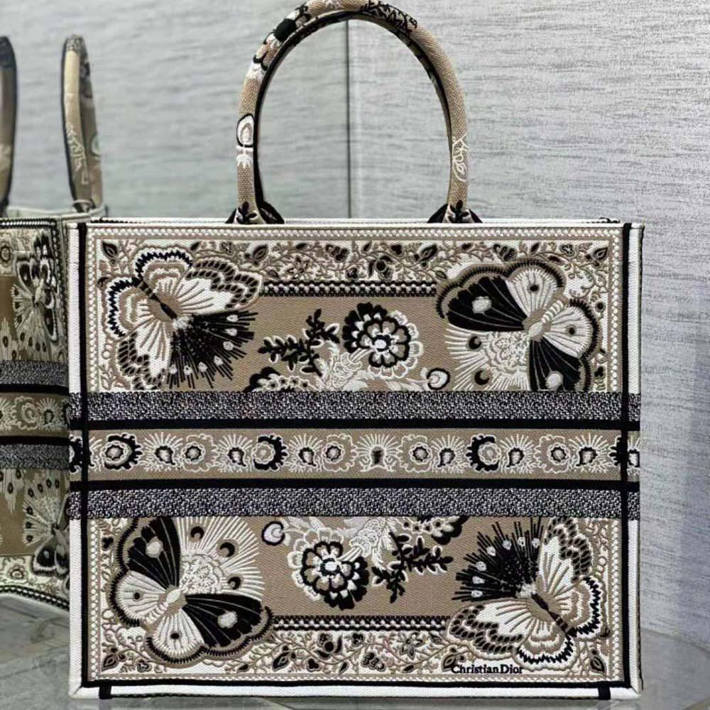 Dior Women Large Dior Book Tote Beige Multicolor Butterfly Bandana Embroidery - Image 3