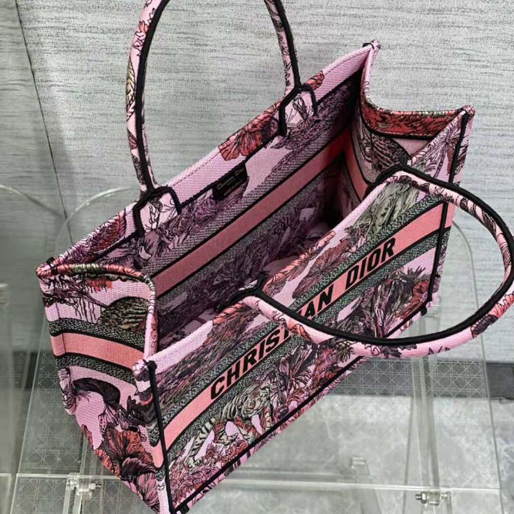Dior Women Large Dior Book Tote Pink Multicolor Toile de Jouy Voyage Embroidery - 图片 5