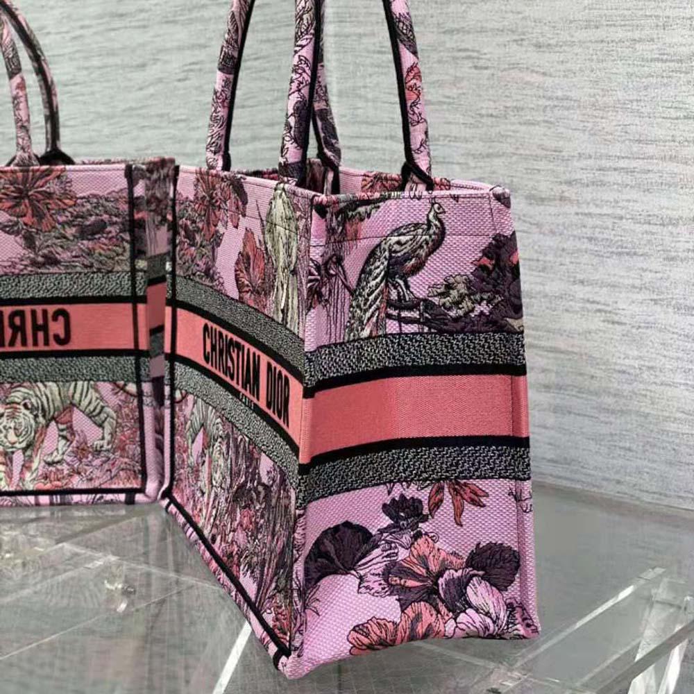 Dior Women Large Dior Book Tote Pink Multicolor Toile de Jouy Voyage Embroidery - 图片 4