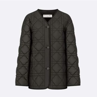 Dior Women Macrocannage Peacot Black Quilted Technical Taffeta