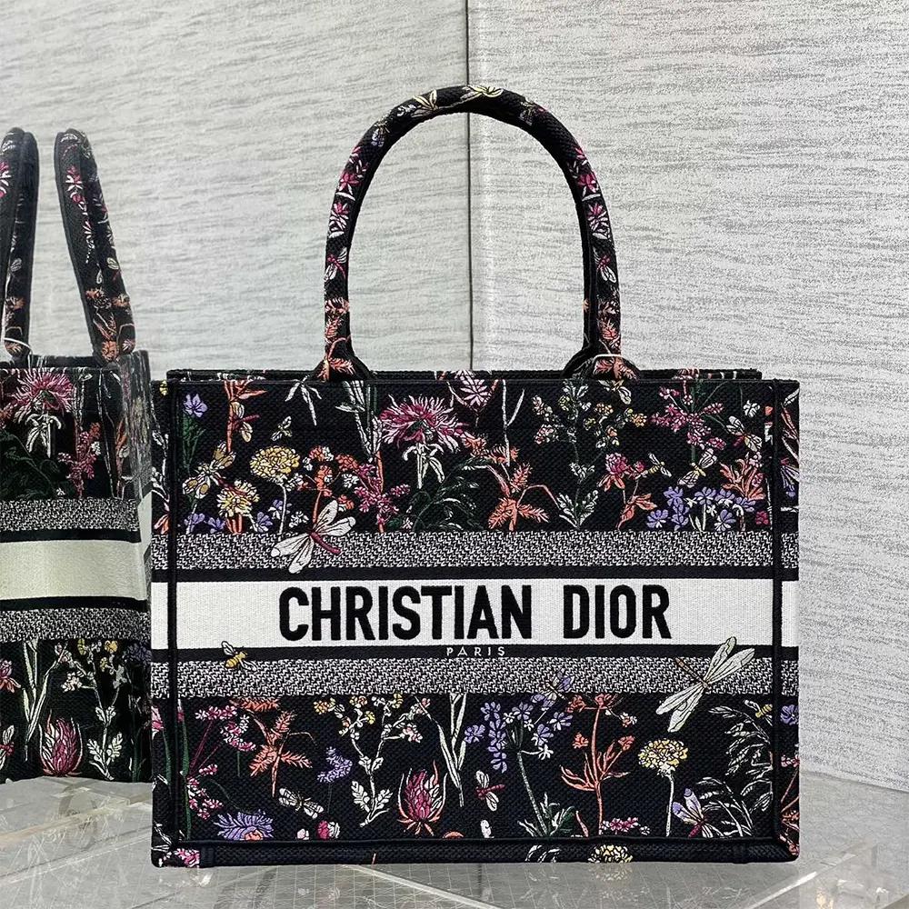 Dior Women Medium Dior Book Tote Black Multicolor Dior Herbarium Embroidery - Image 2