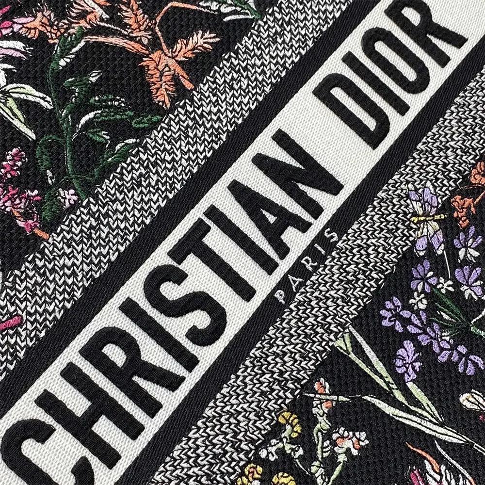 Dior Women Medium Dior Book Tote Black Multicolor Dior Herbarium Embroidery - Image 9