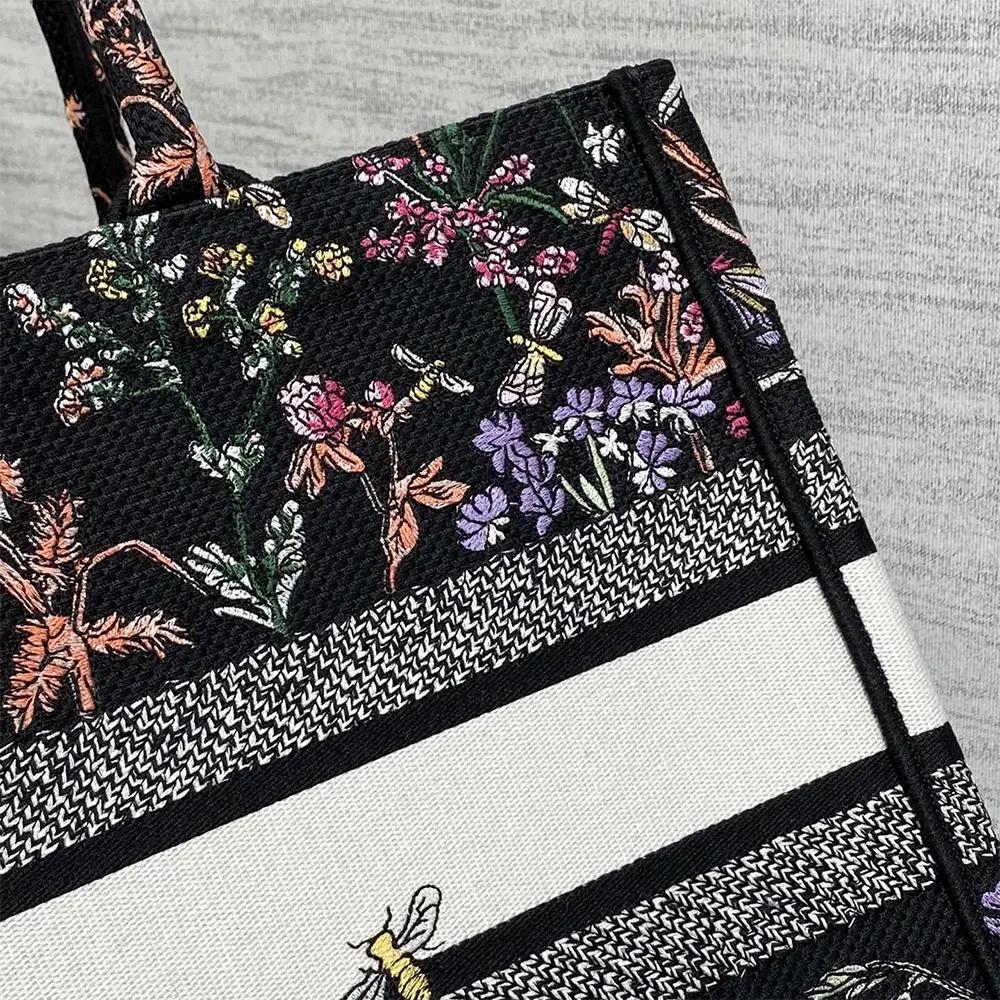 Dior Women Medium Dior Book Tote Black Multicolor Dior Herbarium Embroidery - Image 7