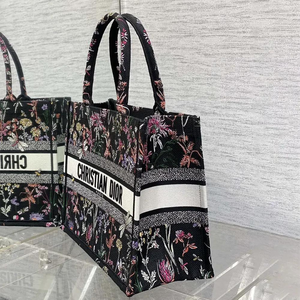 Dior Women Medium Dior Book Tote Black Multicolor Dior Herbarium Embroidery - Image 4