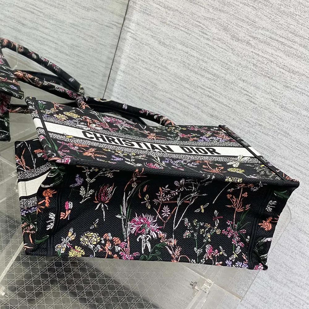 Dior Women Medium Dior Book Tote Black Multicolor Dior Herbarium Embroidery - Image 5