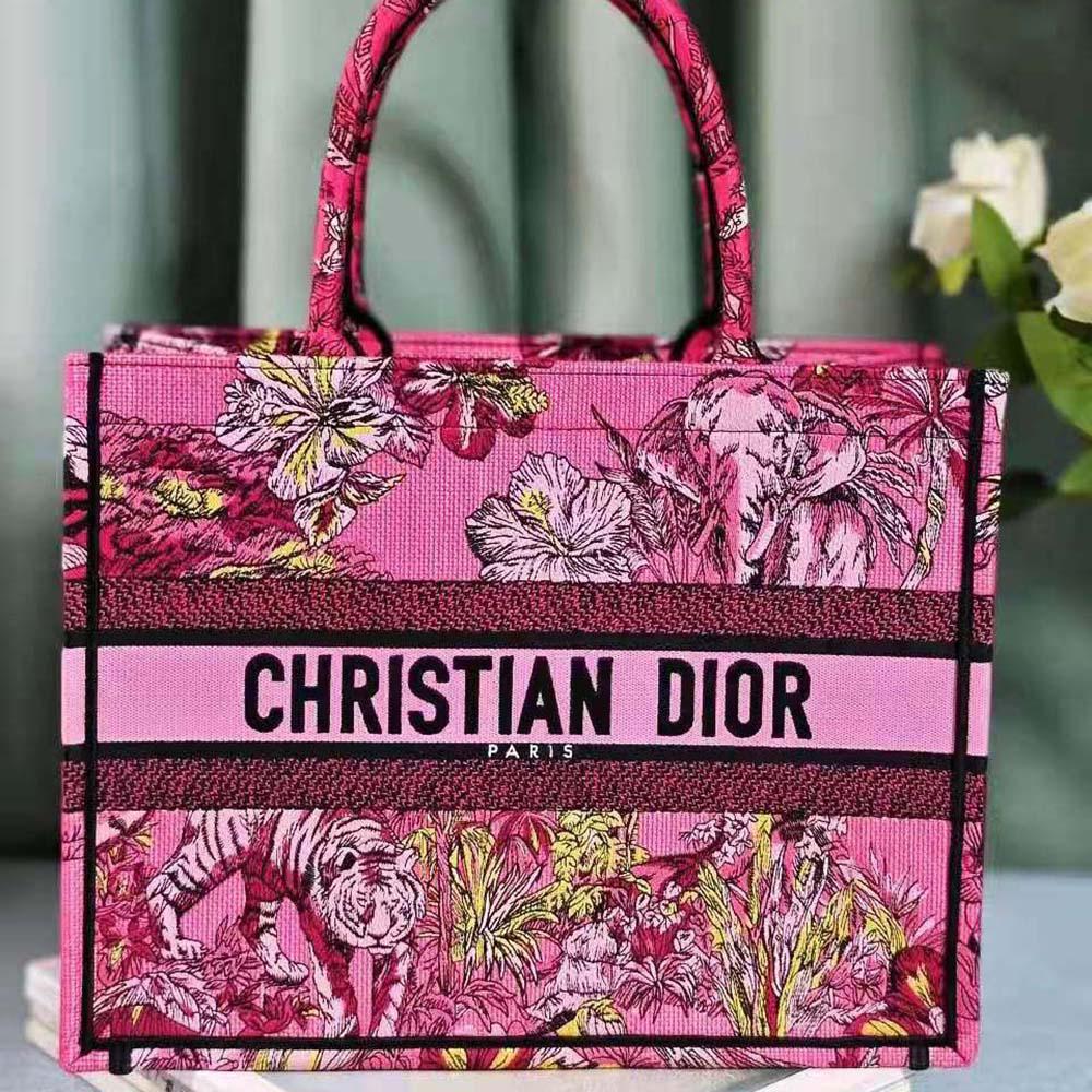 Dior Women Medium Dior Book Tote Fuchsia Multicolor Toile de Jouy Voyage Embroidery - 图片 2