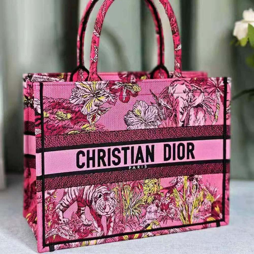 Dior Women Medium Dior Book Tote Fuchsia Multicolor Toile de Jouy Voyage Embroidery - 图片 3