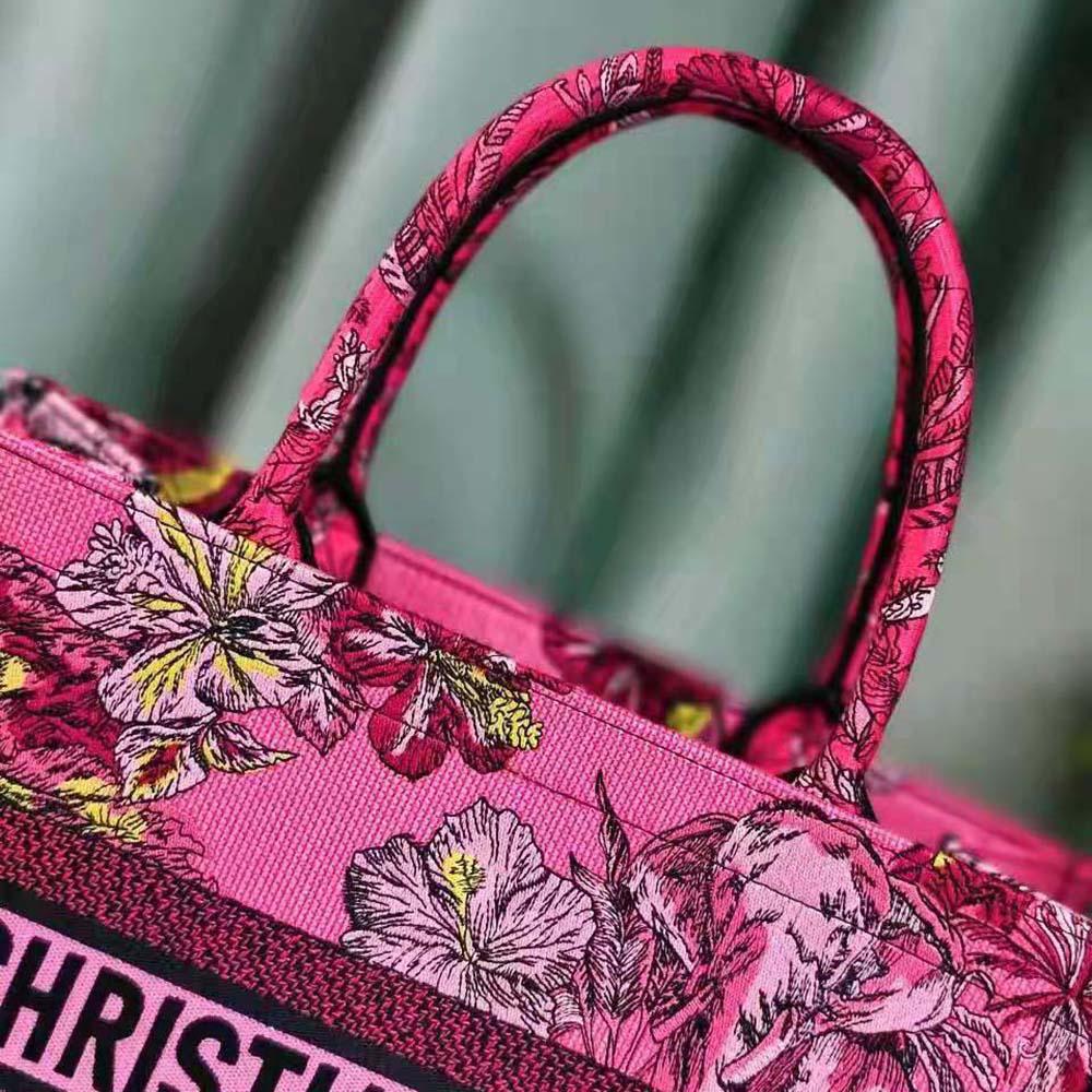 Dior Women Medium Dior Book Tote Fuchsia Multicolor Toile de Jouy Voyage Embroidery - 图片 7