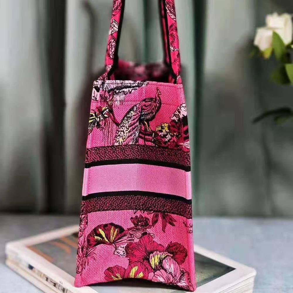 Dior Women Medium Dior Book Tote Fuchsia Multicolor Toile de Jouy Voyage Embroidery - 图片 5