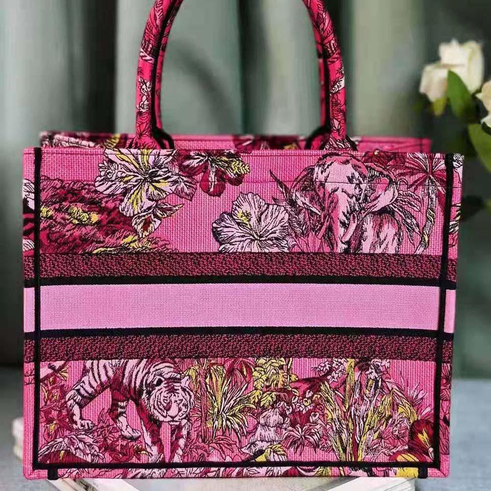 Dior Women Medium Dior Book Tote Fuchsia Multicolor Toile de Jouy Voyage Embroidery - 图片 4