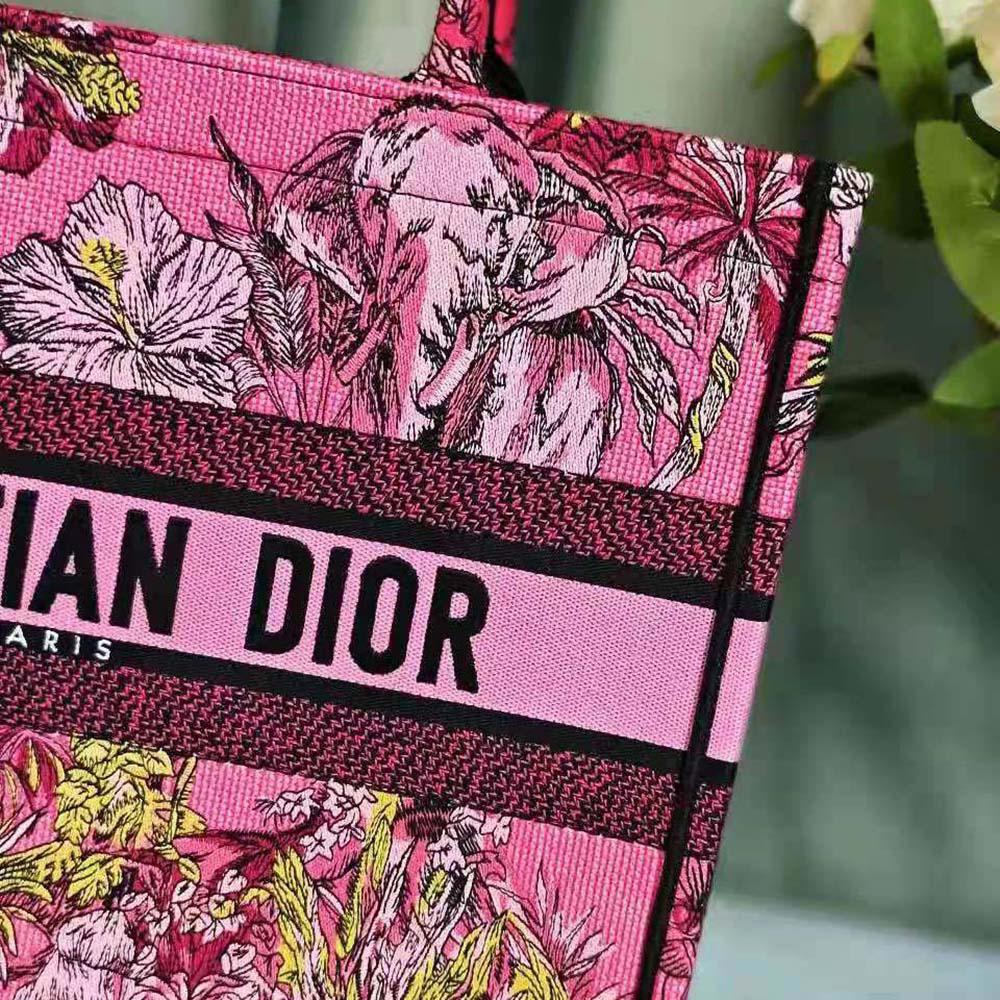 Dior Women Medium Dior Book Tote Fuchsia Multicolor Toile de Jouy Voyage Embroidery - 图片 9