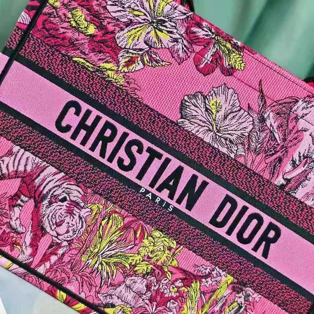 Dior Women Medium Dior Book Tote Fuchsia Multicolor Toile de Jouy Voyage Embroidery - 图片 8