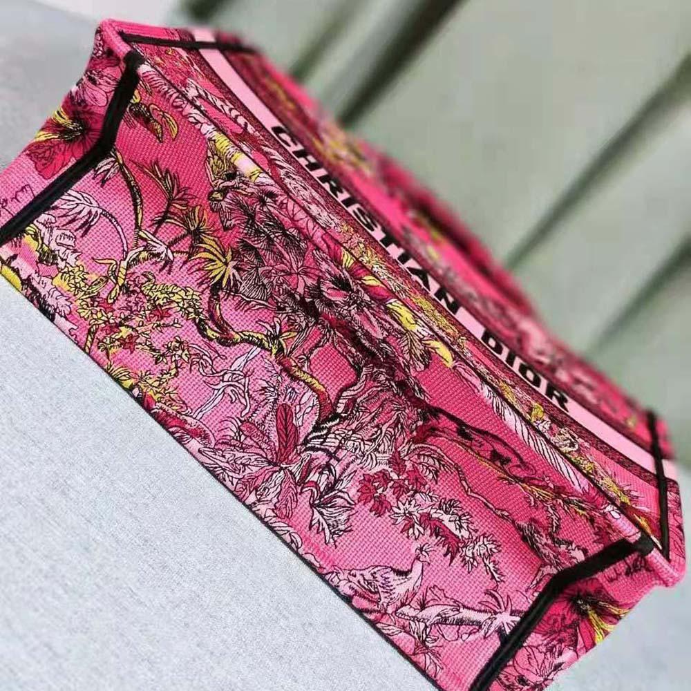 Dior Women Medium Dior Book Tote Fuchsia Multicolor Toile de Jouy Voyage Embroidery - 图片 6