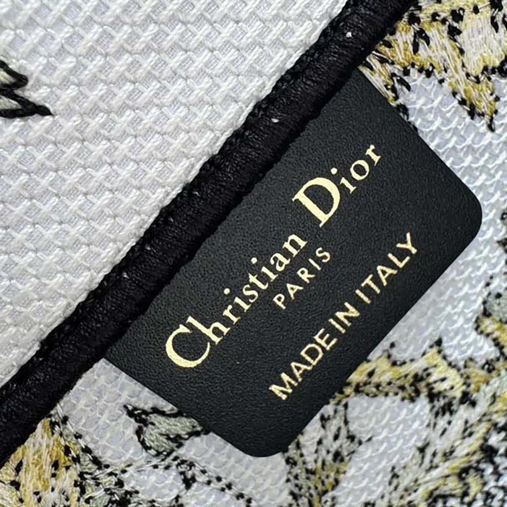 Dior Women Medium Dior Book Tote Latte Embroidery with Yellow Multicolor Dior Chardons Motif - Image 7