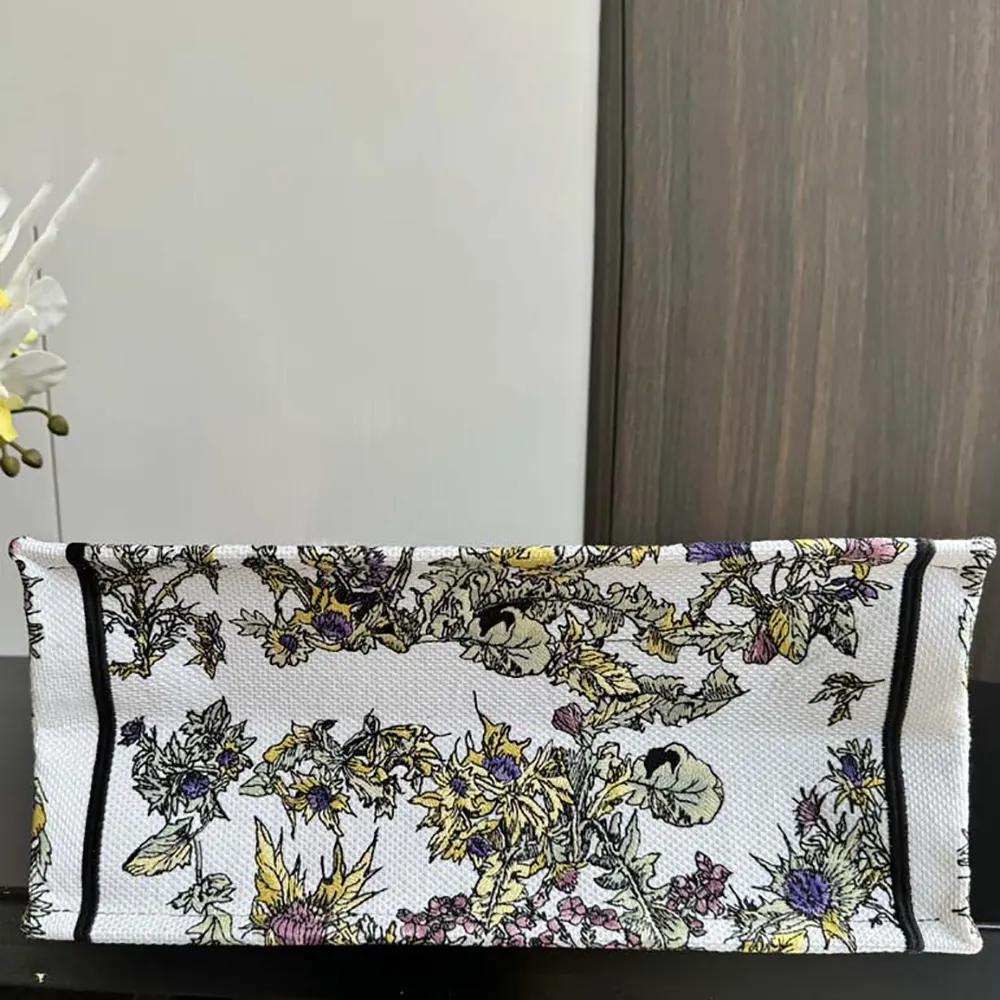 Dior Women Medium Dior Book Tote Latte Embroidery with Yellow Multicolor Dior Chardons Motif - Image 5