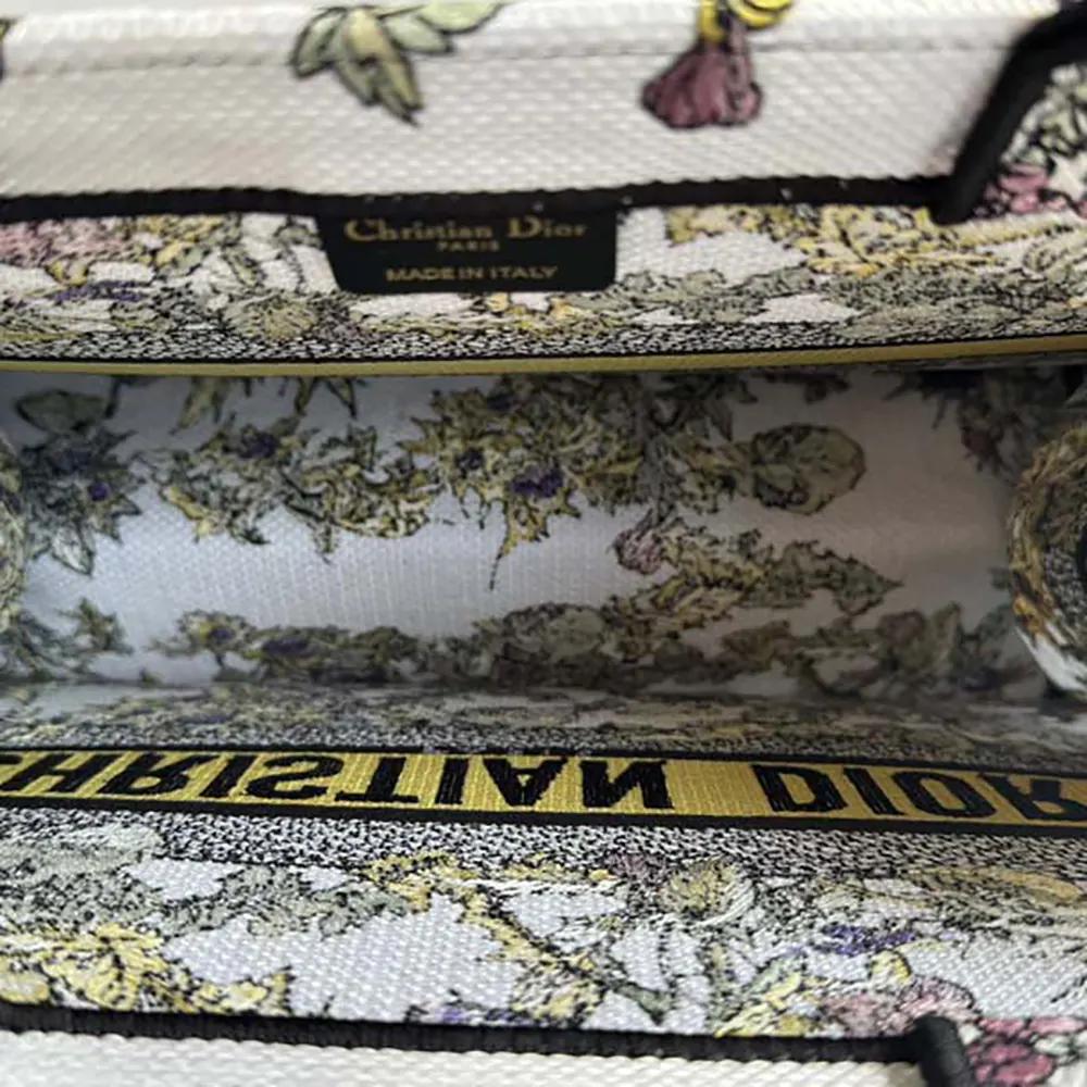 Dior Women Medium Dior Book Tote Latte Embroidery with Yellow Multicolor Dior Chardons Motif - Image 6