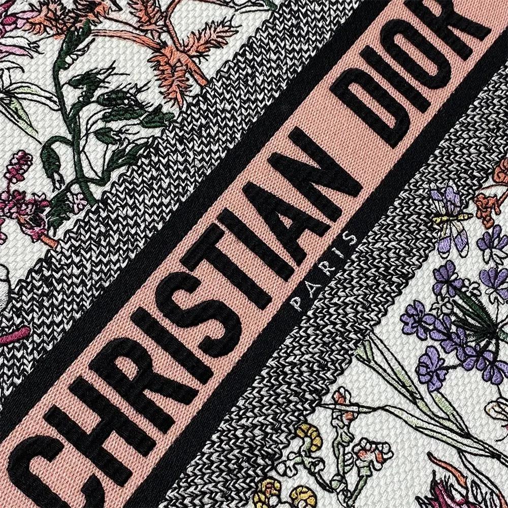 Dior Women Medium Dior Book Tote White Multicolor Dior Herbarium Embroidery - Image 9
