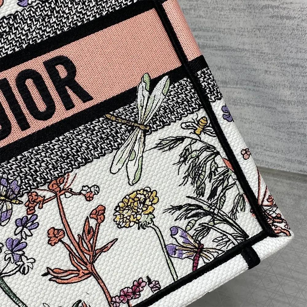 Dior Women Medium Dior Book Tote White Multicolor Dior Herbarium Embroidery - Image 8