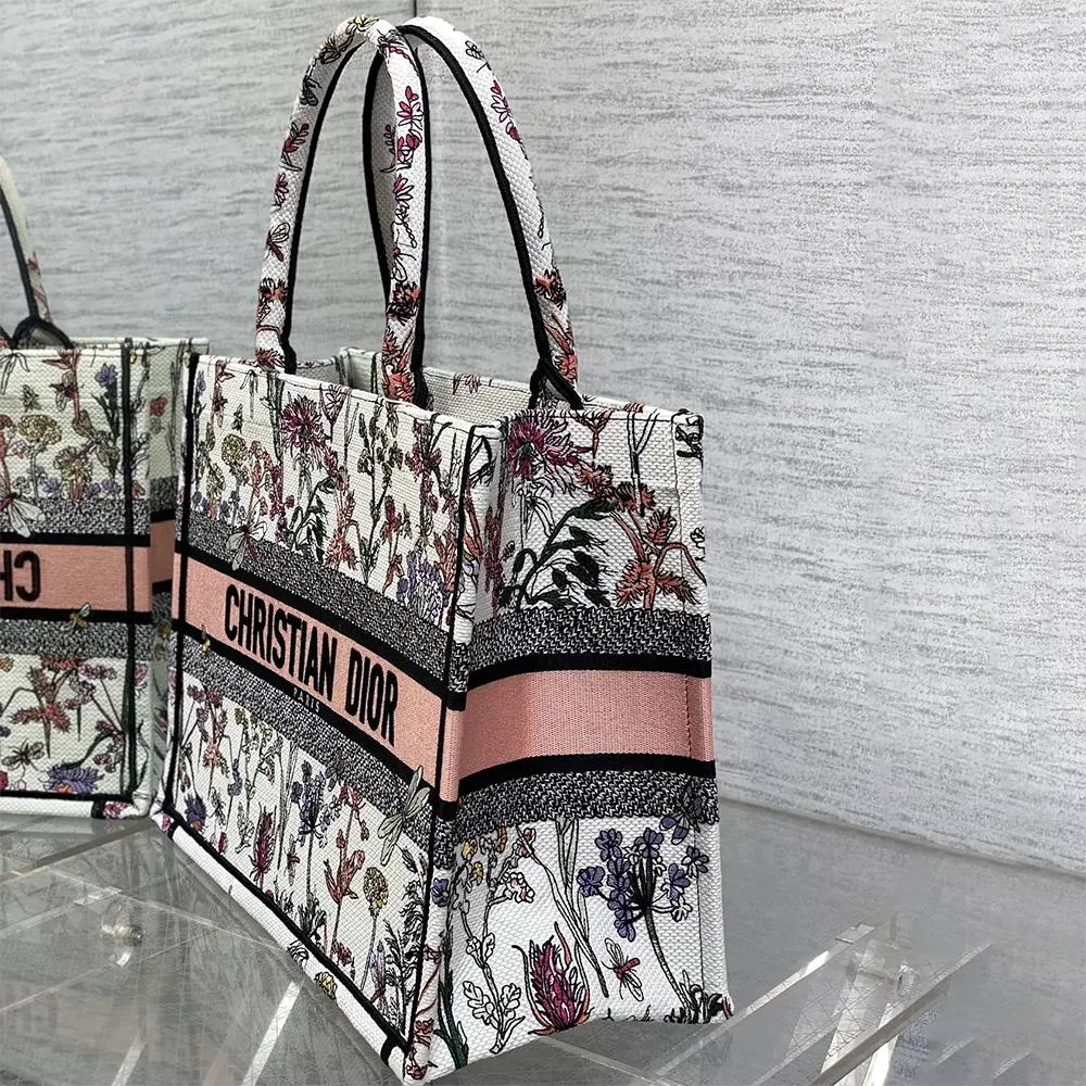 Dior Women Medium Dior Book Tote White Multicolor Dior Herbarium Embroidery - Image 4