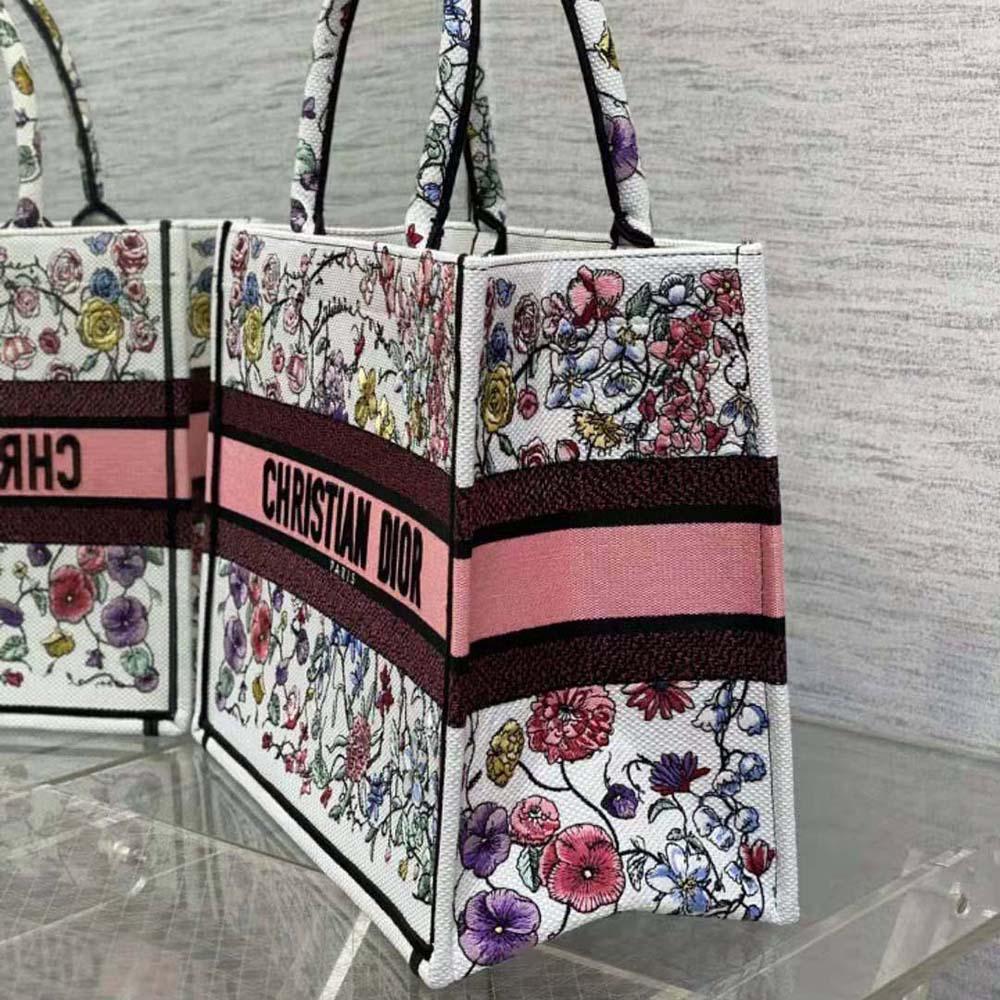 Dior Women Medium Dior Book Tote White Multicolor Florilegio Embroidery - Image 4