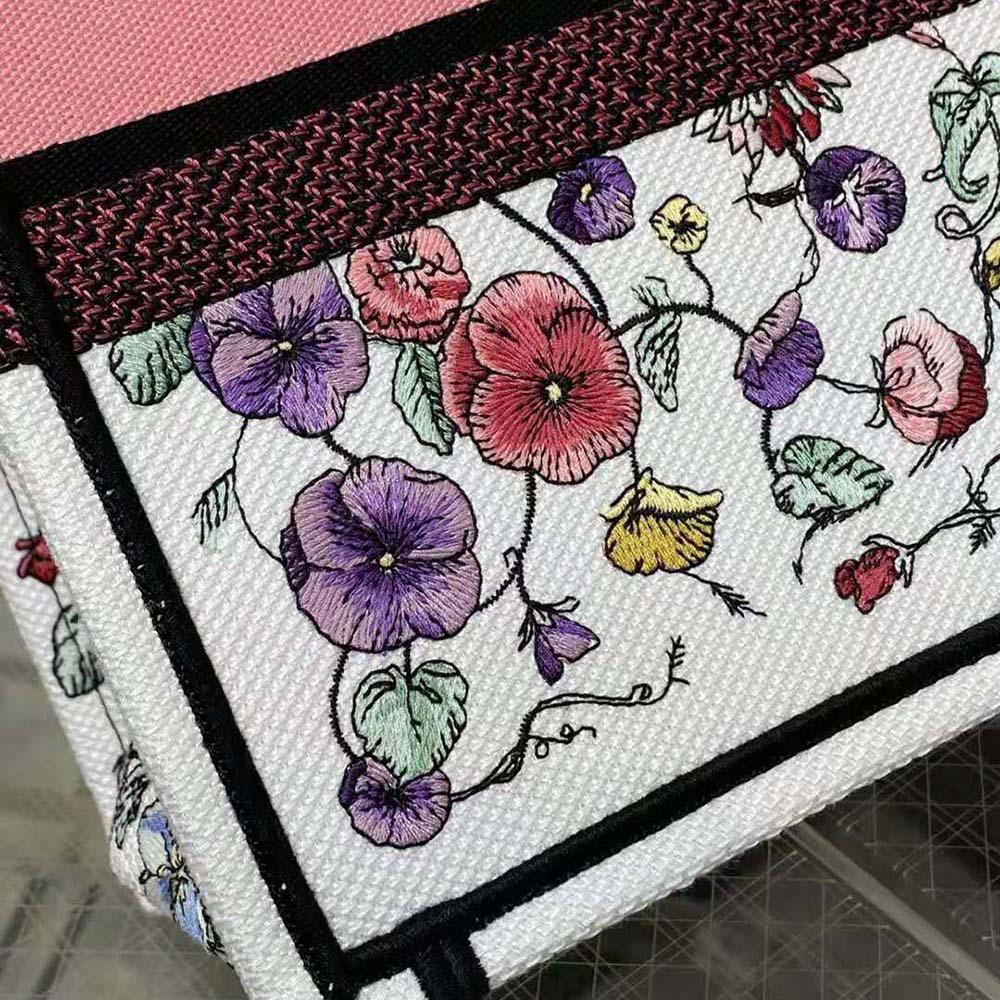 Dior Women Medium Dior Book Tote White Multicolor Florilegio Embroidery - Image 9