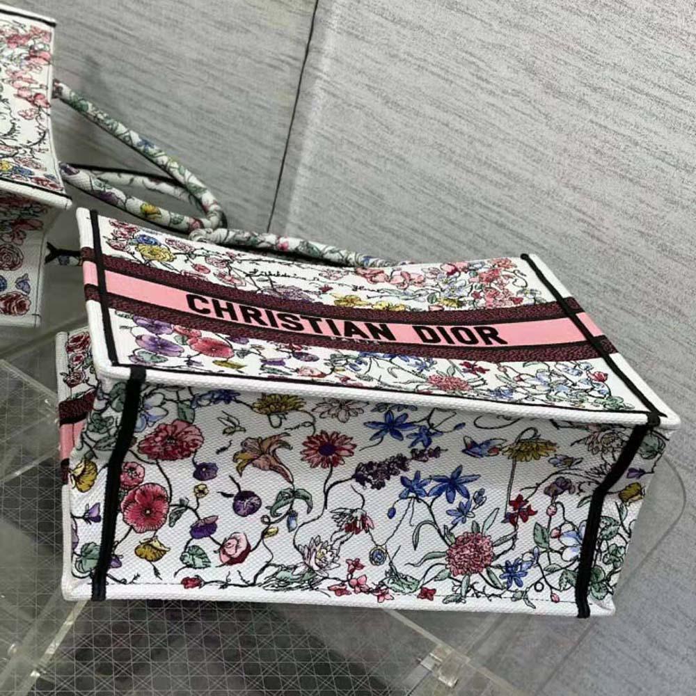 Dior Women Medium Dior Book Tote White Multicolor Florilegio Embroidery - Image 5