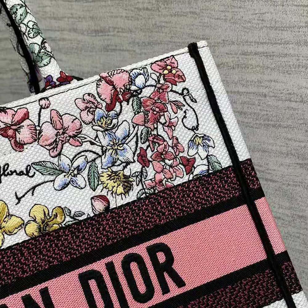 Dior Women Medium Dior Book Tote White Multicolor Florilegio Embroidery - Image 8