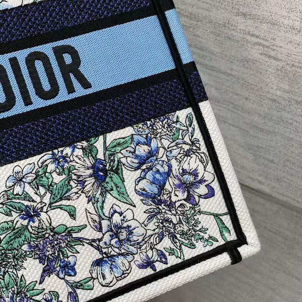 Dior Women Medium Dior Book Tote White Multicolor Flowers Constellation Embroidery - Image 8