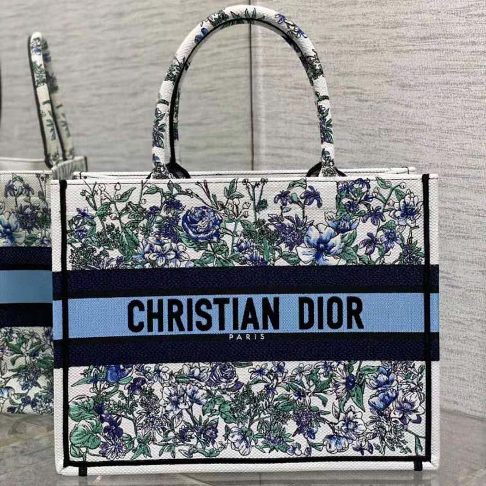 Dior Women Medium Dior Book Tote White Multicolor Flowers Constellation Embroidery - Image 2
