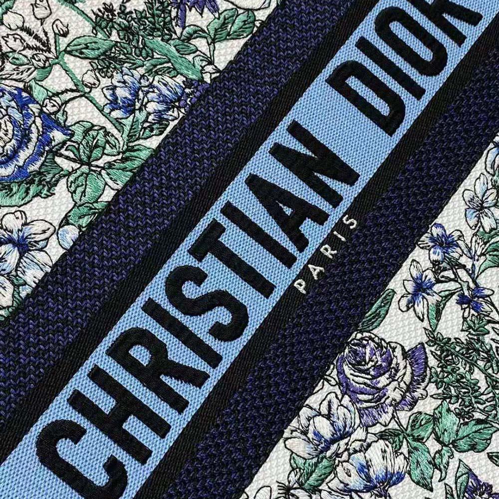 Dior Women Medium Dior Book Tote White Multicolor Flowers Constellation Embroidery - Image 9