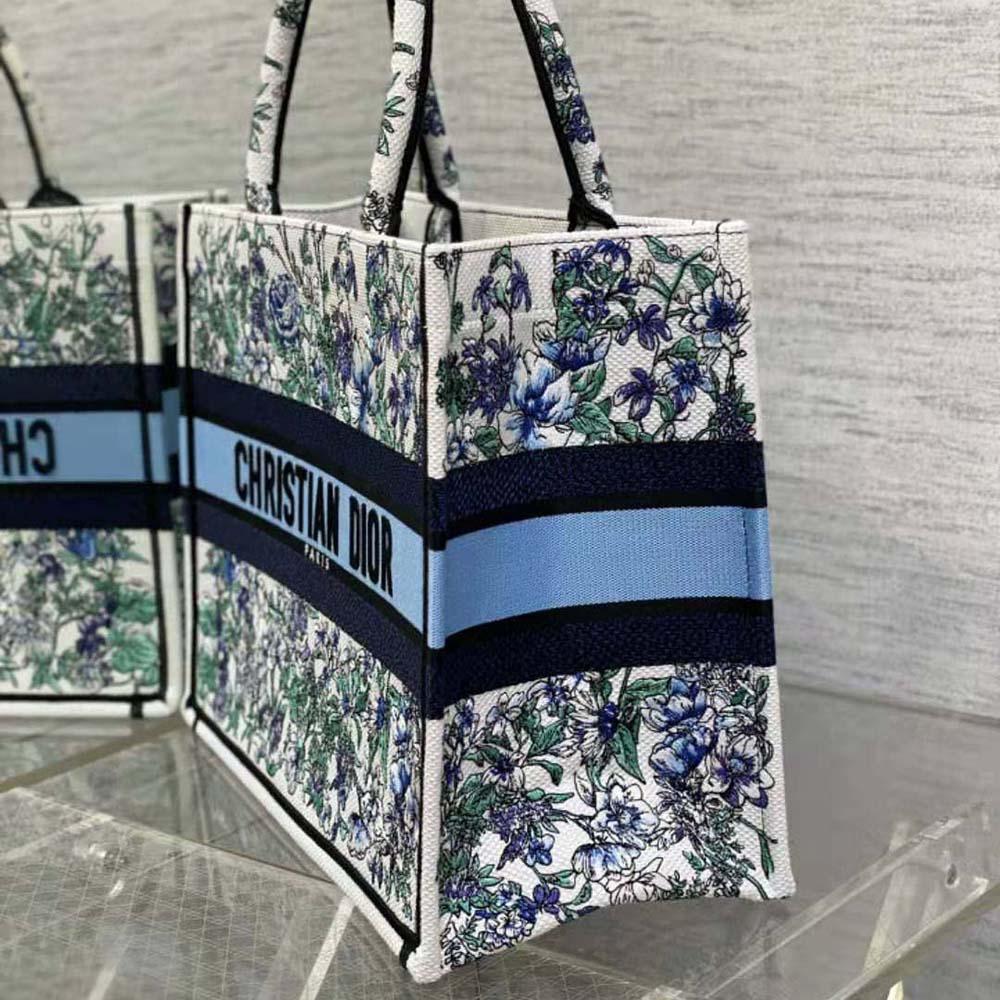 Dior Women Medium Dior Book Tote White Multicolor Flowers Constellation Embroidery - Image 4